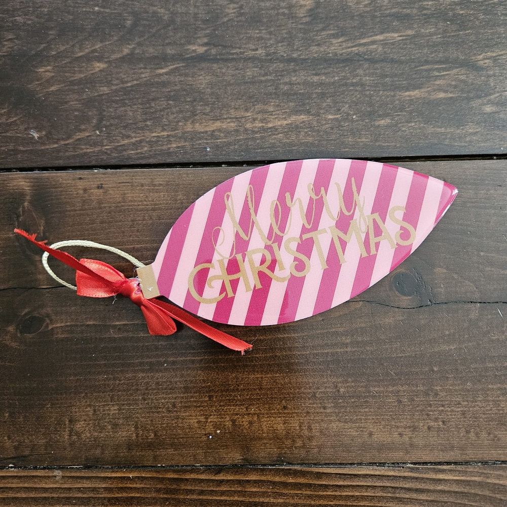 Ashland Merry Christmas Ornament Shaped Pink‎ Berry Jolly 6" Tabletop Decor NEW